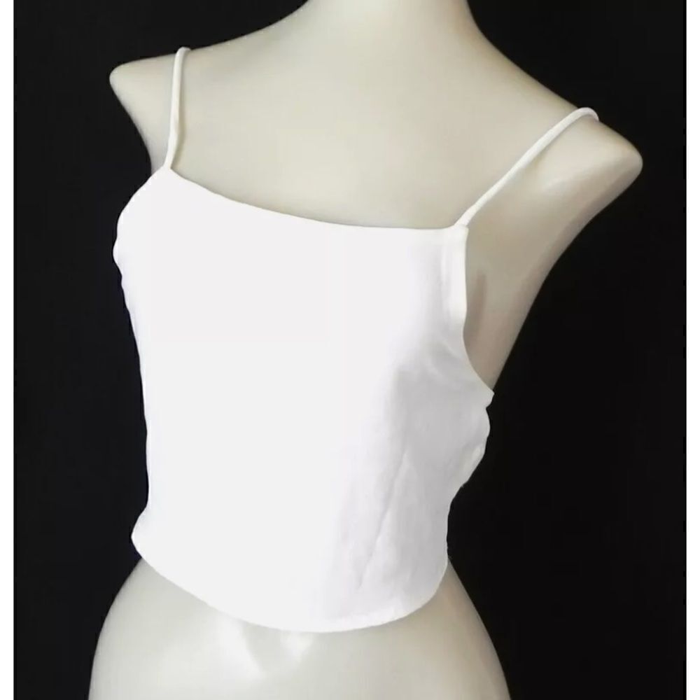 John Galt Crop Open Back/Scarf Tie Spaghetti Strap Black Size O/S(fits 2XS/S)